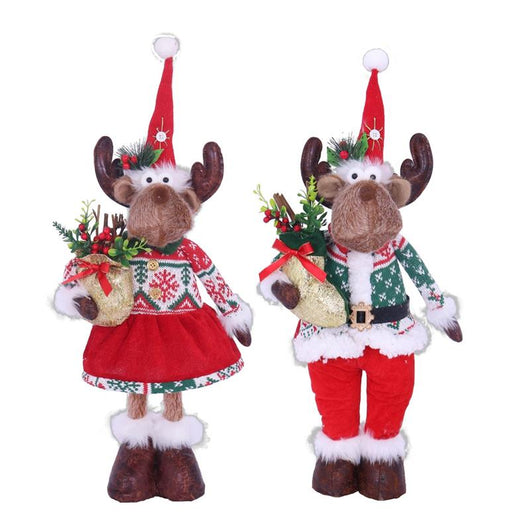 MA MAISON XMAS RENNA DECORATIVA NATALIZIA IN PIEDI 20X13X58 CM CON VESTITO ASSORTITO