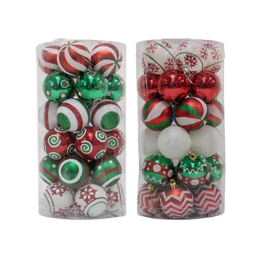 MA MAISON 30 PALLINE PER ALBERO MULTICOLOR 6 CM IN CILINDRO PALLINE A FANTASIA COLORATA E MOVIMENTATA TUBO ASSORTITO