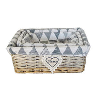 MA MAISON SET 3 CESTINI IMPILABILI FANTASIA TRIANGLE IN VIMINI CON CUORE E SCRITTA HOME