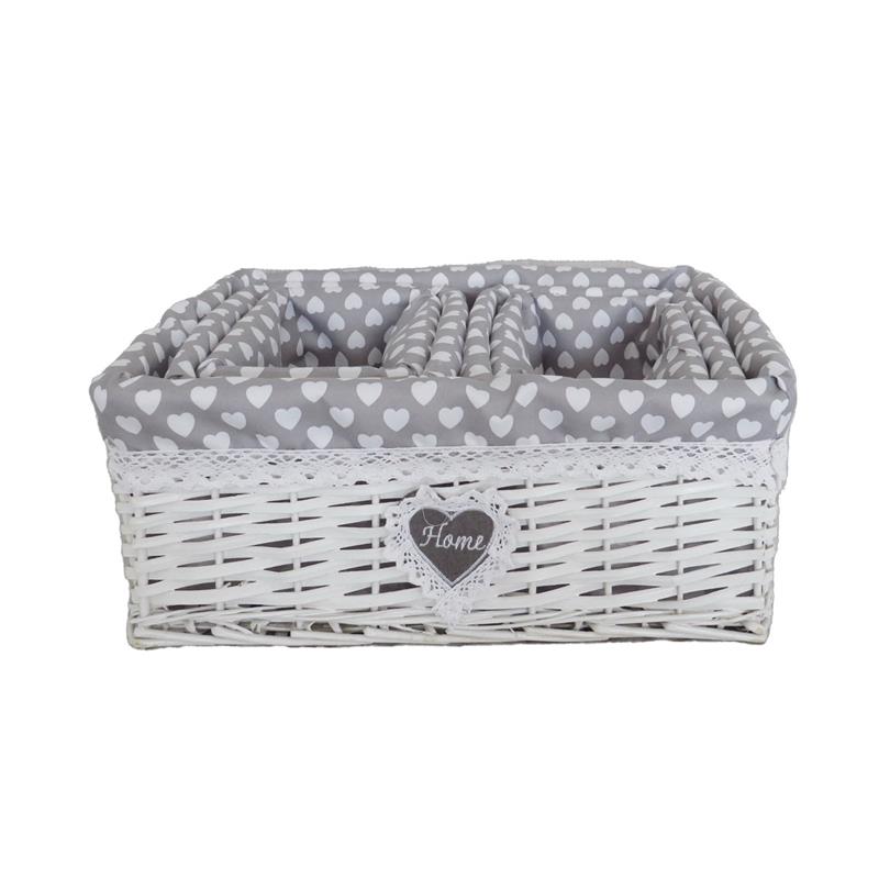 MAURY'S HEART SET 5 CESTINI RETTANGOLARI BIANCHI A POIS