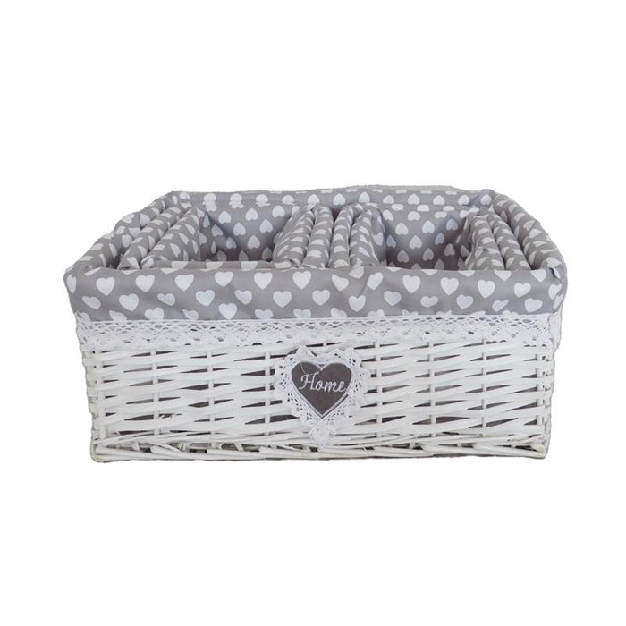 MAURY'S HEART SET 5 CESTINI RETTANGOLARI BIANCHI A POIS