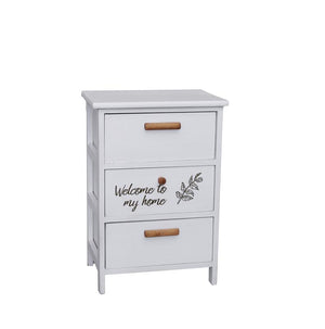 MA MAISON MOBILE DA ARREDO IN LEGNO BIANCO CON 3 CASSETTI E SCRITTA WELCOME DIMENSIONI 40 X 29 X 58H CM