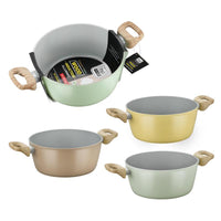 MA MAISON CASSERUOLA IN ALLUMINIO MODELLO WOOD INDUCTION CM 22 CON 2 MANICI ERGONOMICI COLORI ASSORTITI