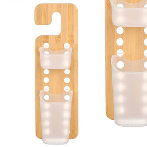 Mensola Porta Accessori da Bagno in Legno di Bambù e Abs 14x10 H 44 cm Moderno