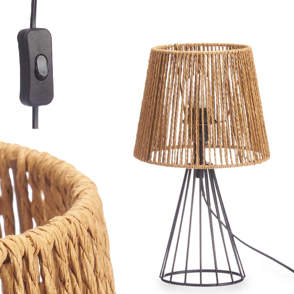 Lampada in Metallo e Corda Lume E27 max 40watt 22x22 H 39 cm Design Moderno