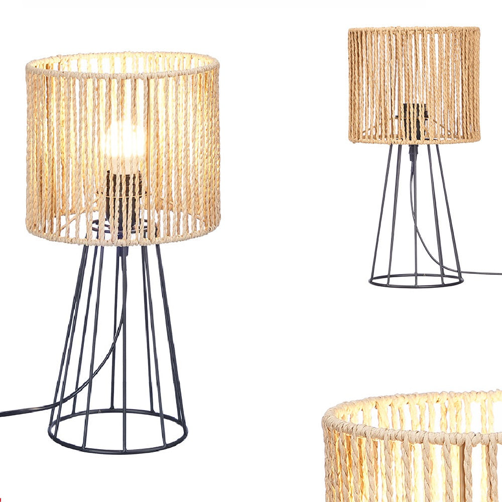 Lampada in Metallo e Corda Lume E27 max 40watt 20x17 H 39 cm Design Moderno