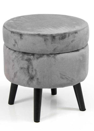 POUF CONENITORE  SEDUTA IN VELLUTO E GAMBE NERE 37 X H40 CM COLORE GRIGIO