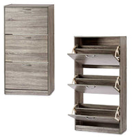 Mobile Scarpiera 3Ante Salvaspazio Doppia Profondità 60x24 H116cm Grigio