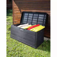 Baule da Giardino Multiuso in Polipropilene 118x59 H57cm Grigio Scuro 340LT