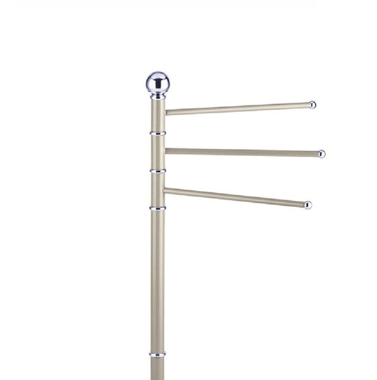 Piantana Porta Asciugamani da Bagno Acciaio Smaltato Base Tonda 3 Braccia Tortora