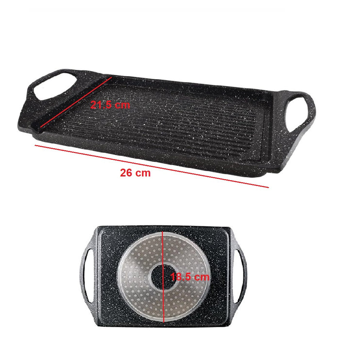 Bistecchiera in Alluminio Pressofuso 35x22cm Antiaderente Induzione Griglia Barbecue