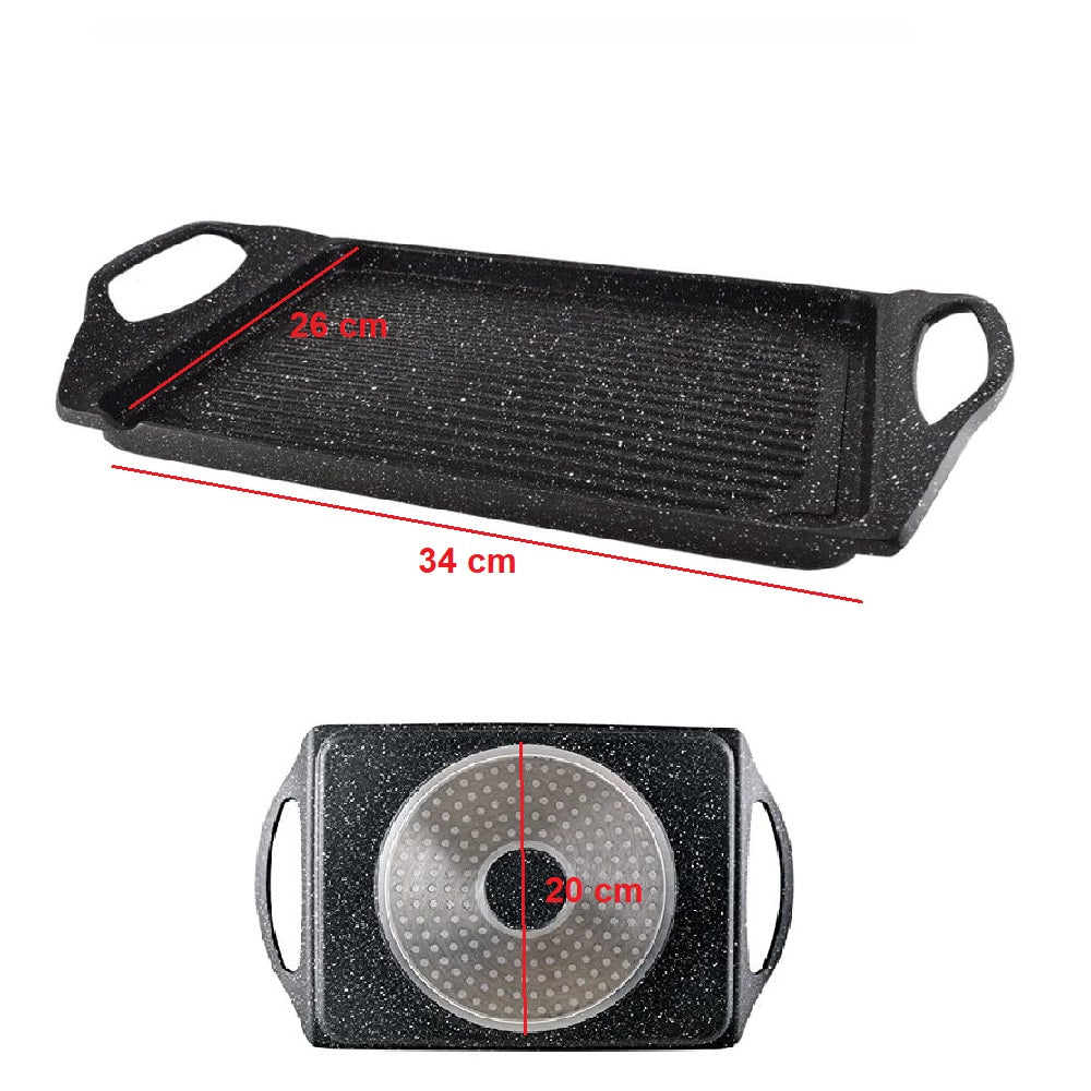 Bistecchiera in Alluminio Pressofuso 45x27cm Antiaderente Induzione Griglia Barbecue