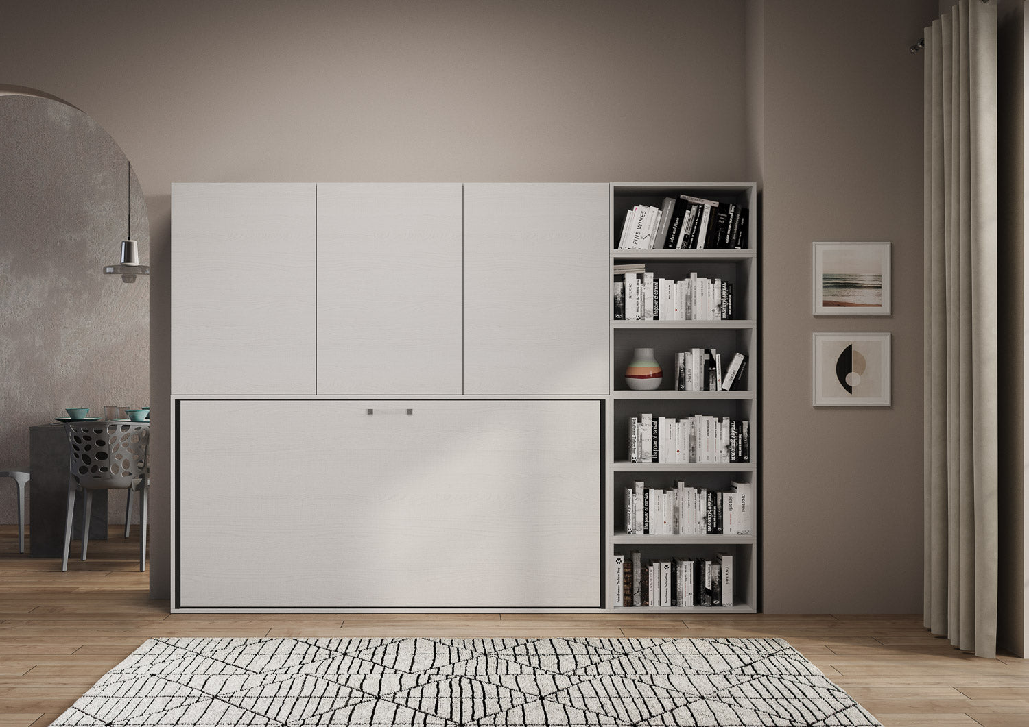 Letto singolo a scomparsa orizzontale con mobile - KANDO