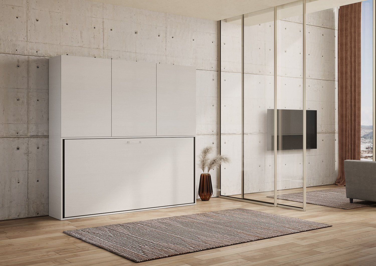 Letto singolo a scomparsa orizzontale con mobile - KANDO