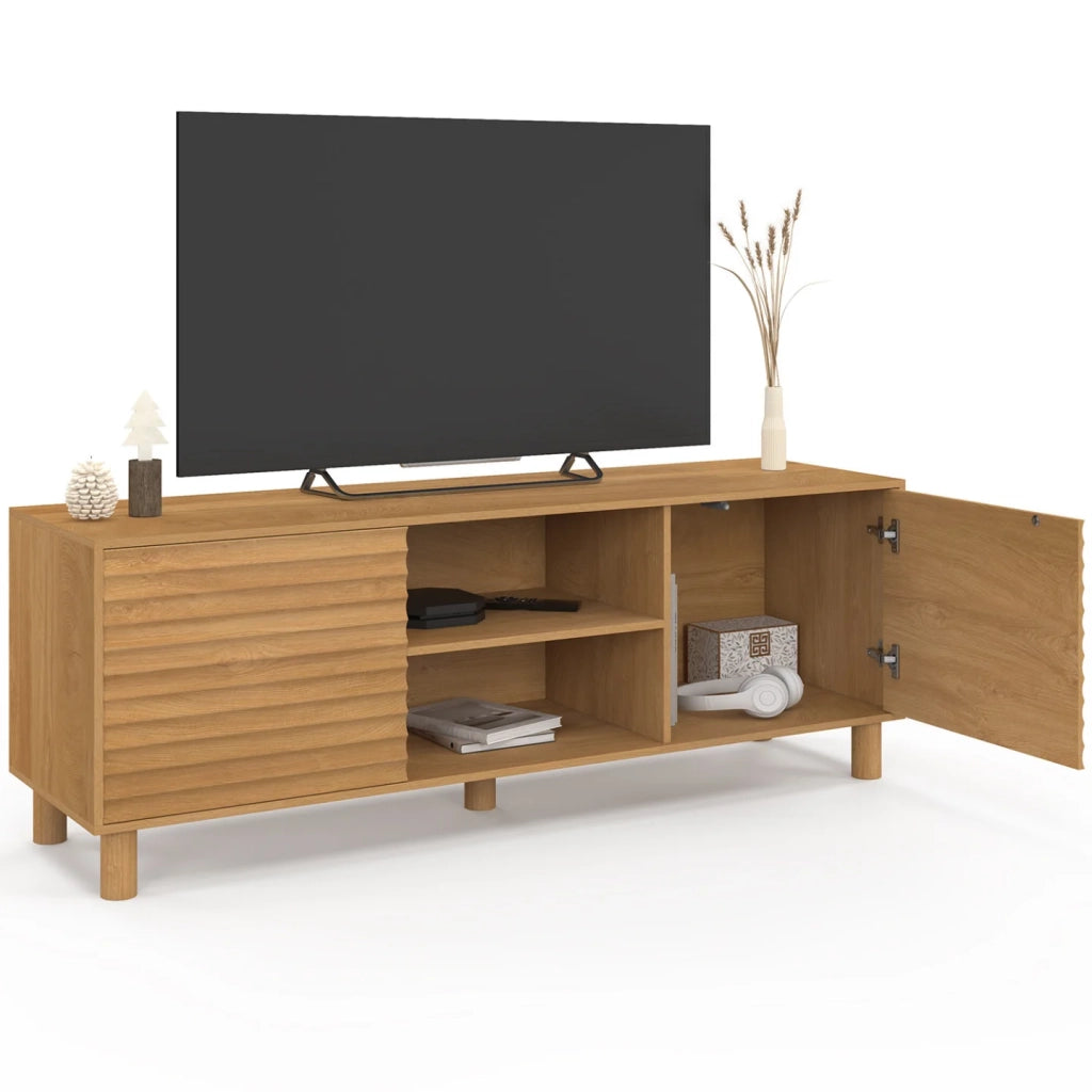 IDMarket - Mobile TV JULIE 140 cm con 2 ante a doghe color rovere