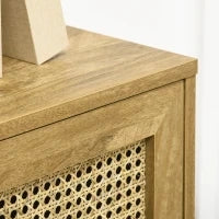 Buffet mobile da soggiorno armadio alto aspetto legno e vimini design 2 porte - dim. 90L x 32,5l x 120H cm