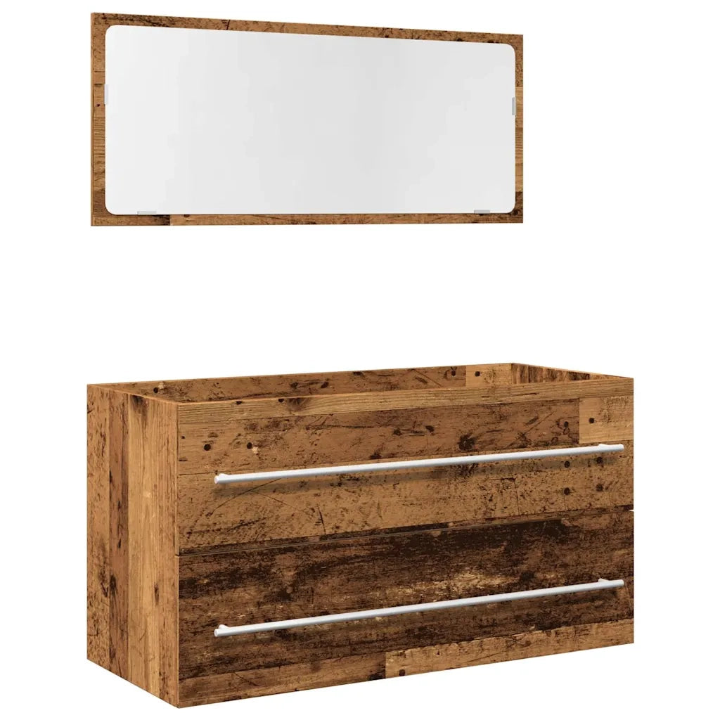 Set Mobili da Bagno 2 pz Legno Antico in Legno Multistrato