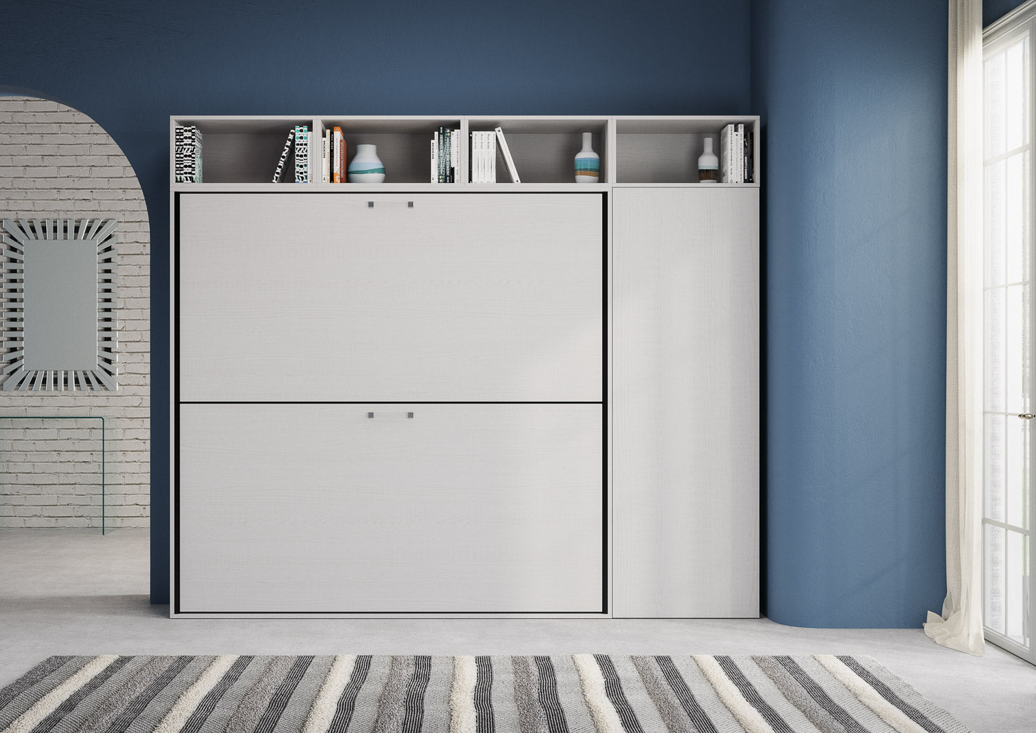 Letto doppio a scomparsa orizzontale con mobili - KANDO