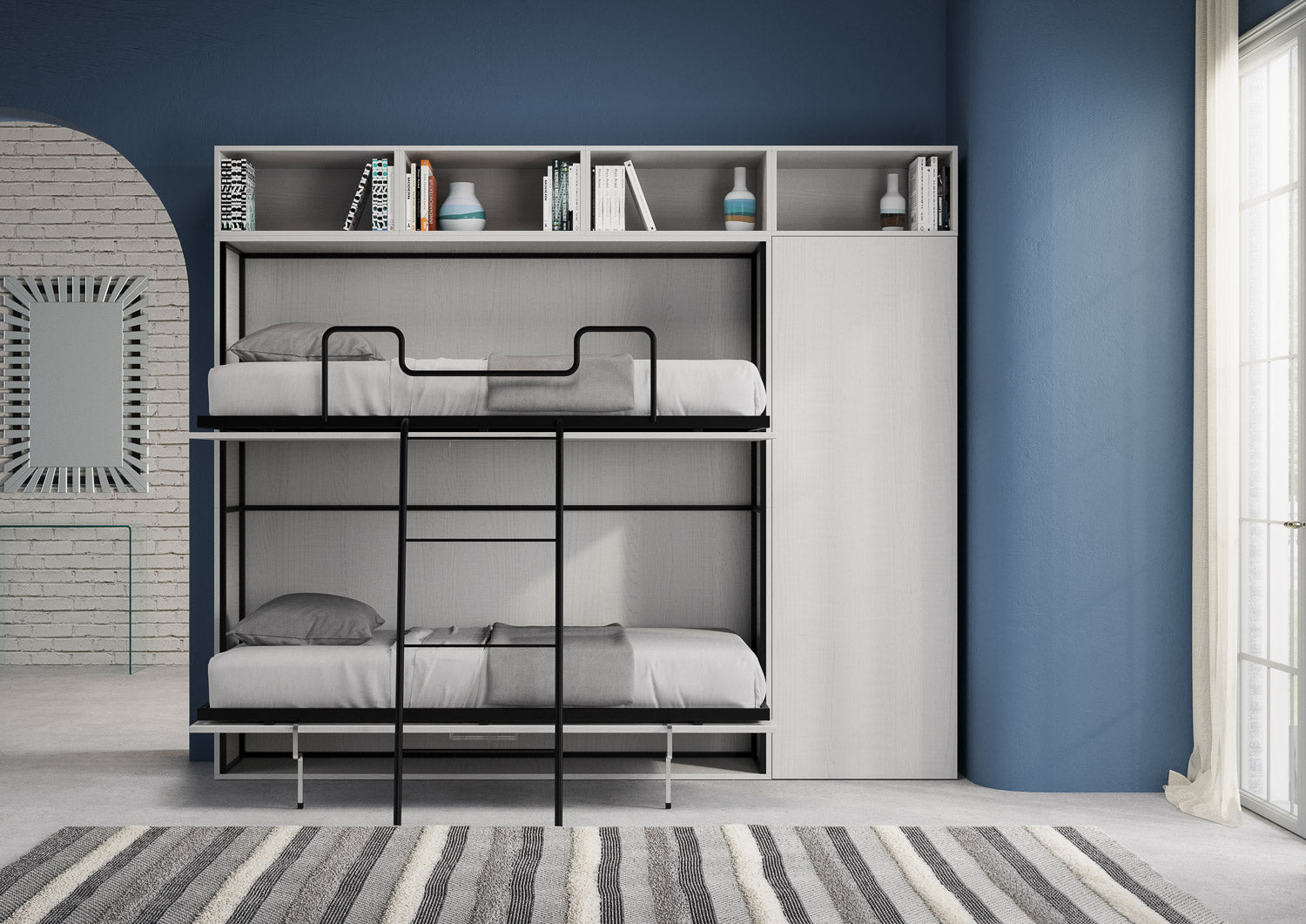 Letto doppio a scomparsa orizzontale con mobili - KANDO