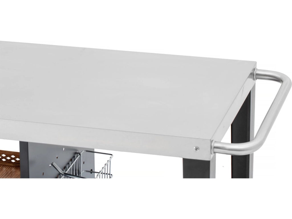 Carrello per barbecue "Gelia" 117 x 59 cm - Acciaio inossidabile - Nero