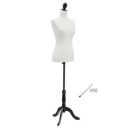 Manichino Donna Regolabile 130-168 cm ¨C Xylo ¨C Treppiede Legno con 50 Spilli Colorati Bianco