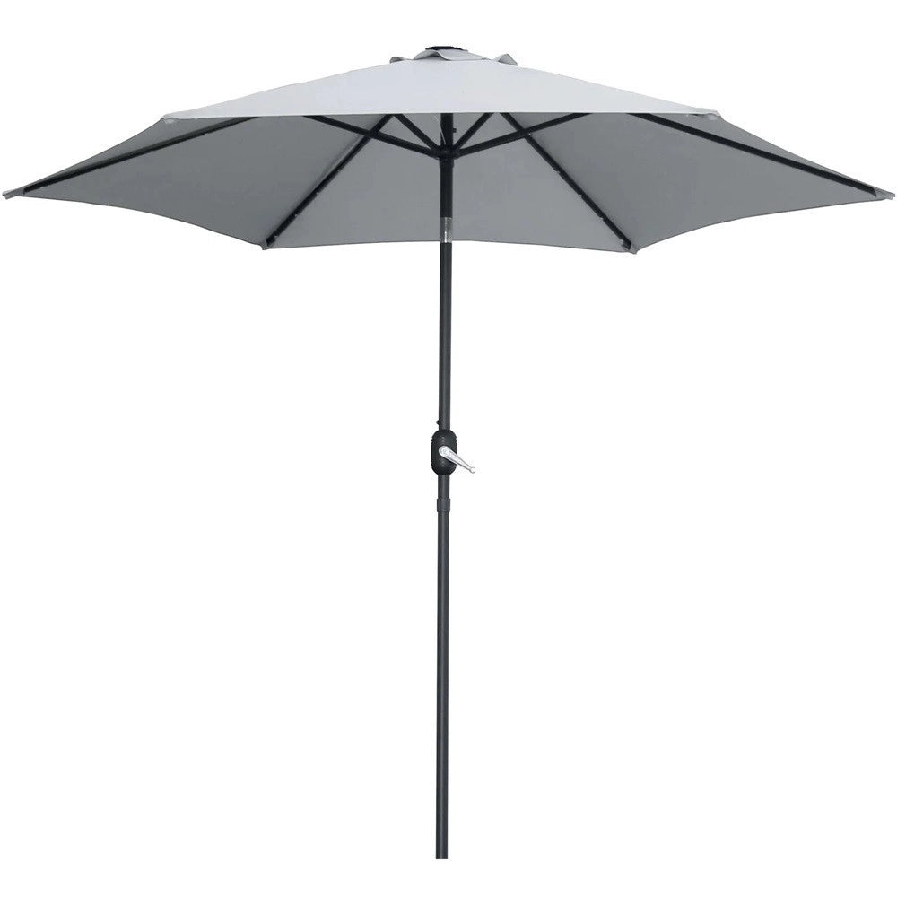 Trade Shop - Ombrellone Da Giardino Gazebo Ombrello Parasole 236xø270cm Grigio Con Manovella 206425 -