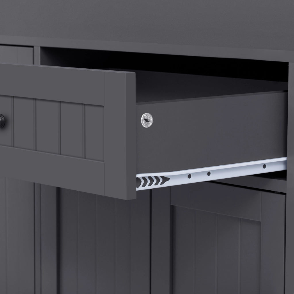 Isola Cucina su Ruote con Piano Allungabile e Cassetti ¨C MINIMAL ¨C Grigio/Naturale