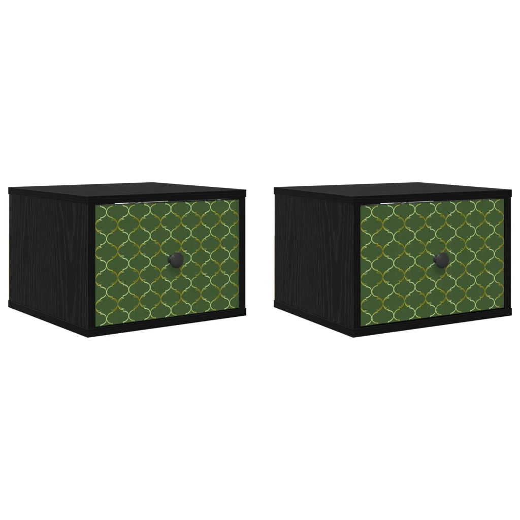 Mobiletto da comodino a parete GELEEN 2 pz Rovere Nero 8007440