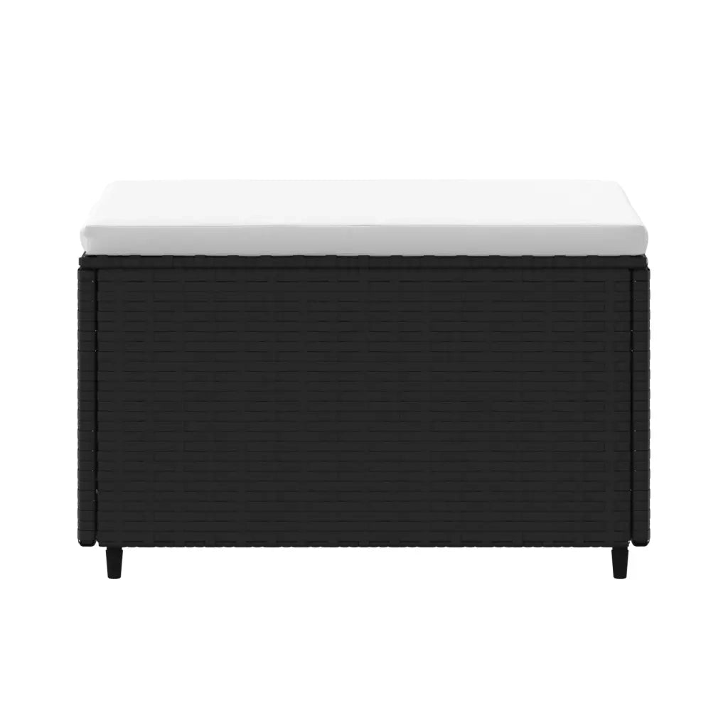 Poggiapiedi da Giardino con Cuscino in Polyrattan Nero