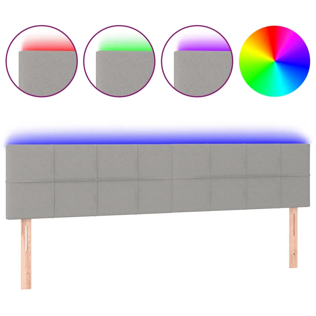 Testiera | Testata a LED Grigio Chiaro 180x5x78/88 cm in Tessuto