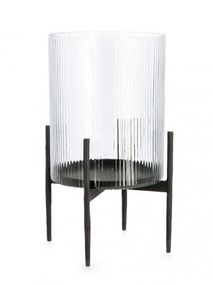 Lanterna in Vetro Nero Moderna da Interno H40 cm - WOOD