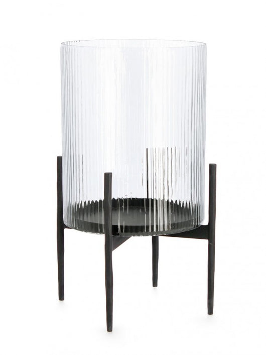 Lanterna in Vetro Nero Moderna da Interno H40 cm - WOOD