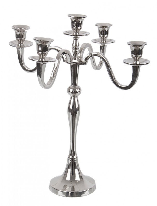 Candelabro Alluminio Argentato Classico da Interno H43 cm - LYRIS