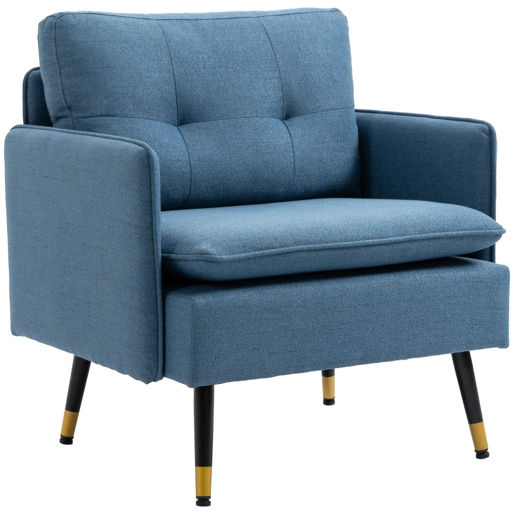 Poltrona capitonnata con braccioli e gambe in metallo ¨C zephmum ¨C blu scuro tessuto 72x70x80 cm
