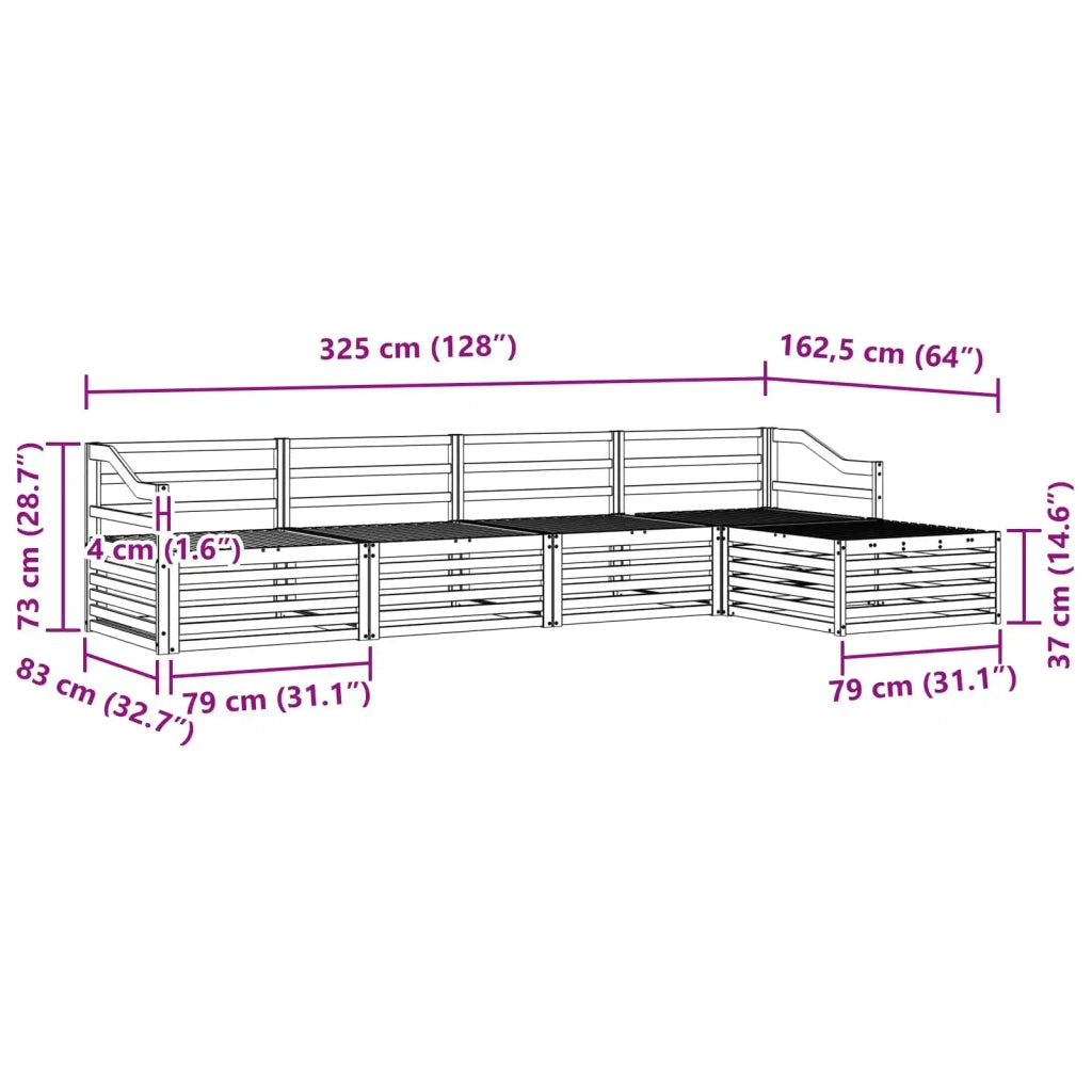 Set di divani da esterno 5 pcs Naturale 3373314