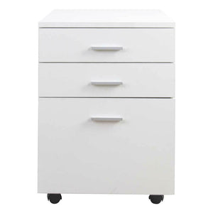 Cassettiera da Ufficio Scrivania in Legno MDF 3 Cassetti 46x45 H64cm Bianco