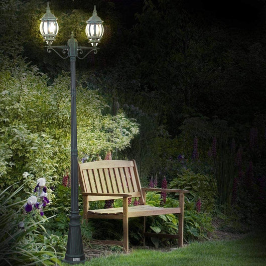 Lampione da Giardino 56x56 H 202 cm Stile Vittoriano Classico 2 x E27 Verde Bronzo