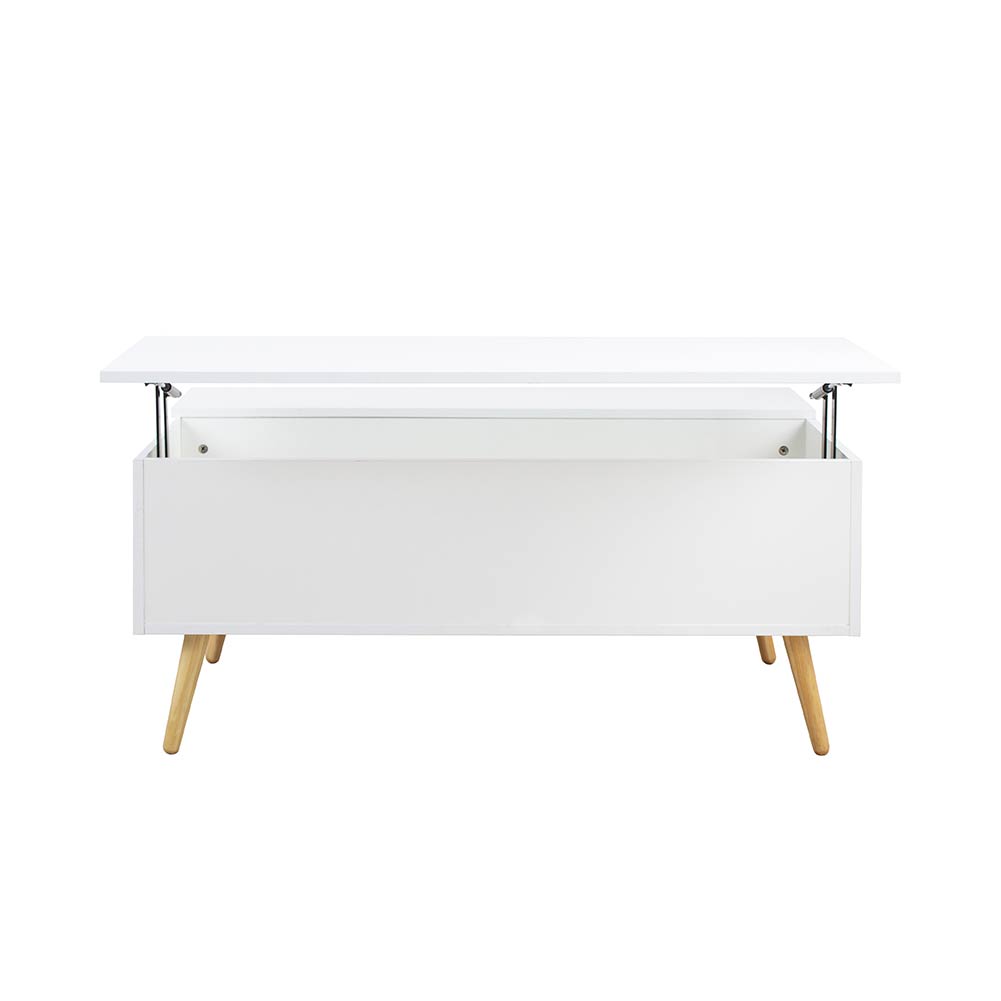 Tavolino da Salotto con Vano Contenitore in Legno 100x60x45cm Moderno Bianco