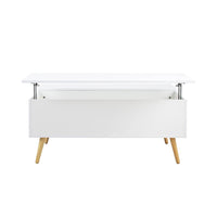 Tavolino da Salotto con Vano Contenitore in Legno 100x60x45cm Moderno Bianco