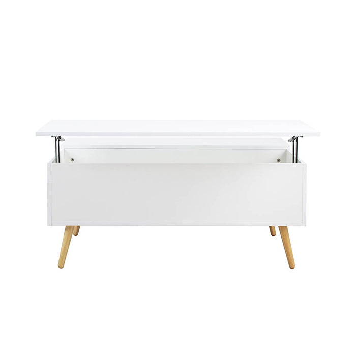 Tavolino da Salotto con Vano Contenitore in Legno 100x60x45cm Moderno Bianco
