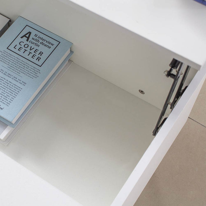 Tavolino da Salotto con Vano Contenitore in Legno 100x60x45cm Moderno Bianco