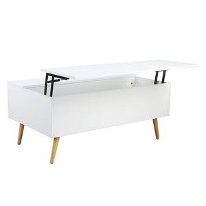 Tavolino da Salotto con Vano Contenitore in Legno 100x60x45cm Moderno Bianco
