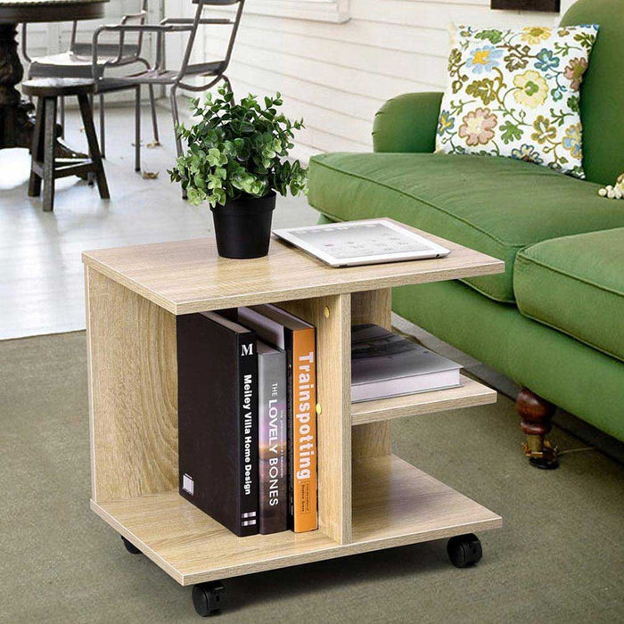 Mobiletto Tavolino Multiuso Design Moderno 4Ripiani 50x35H42cm Salvaspazio Beige