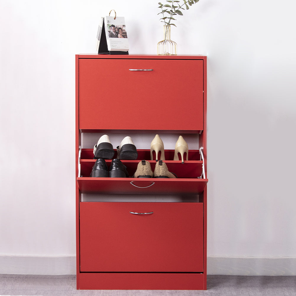 Mobile Scarpiera 3Ante Salvaspazio Doppia Profondità 63x24 H115cm Colore Rosso