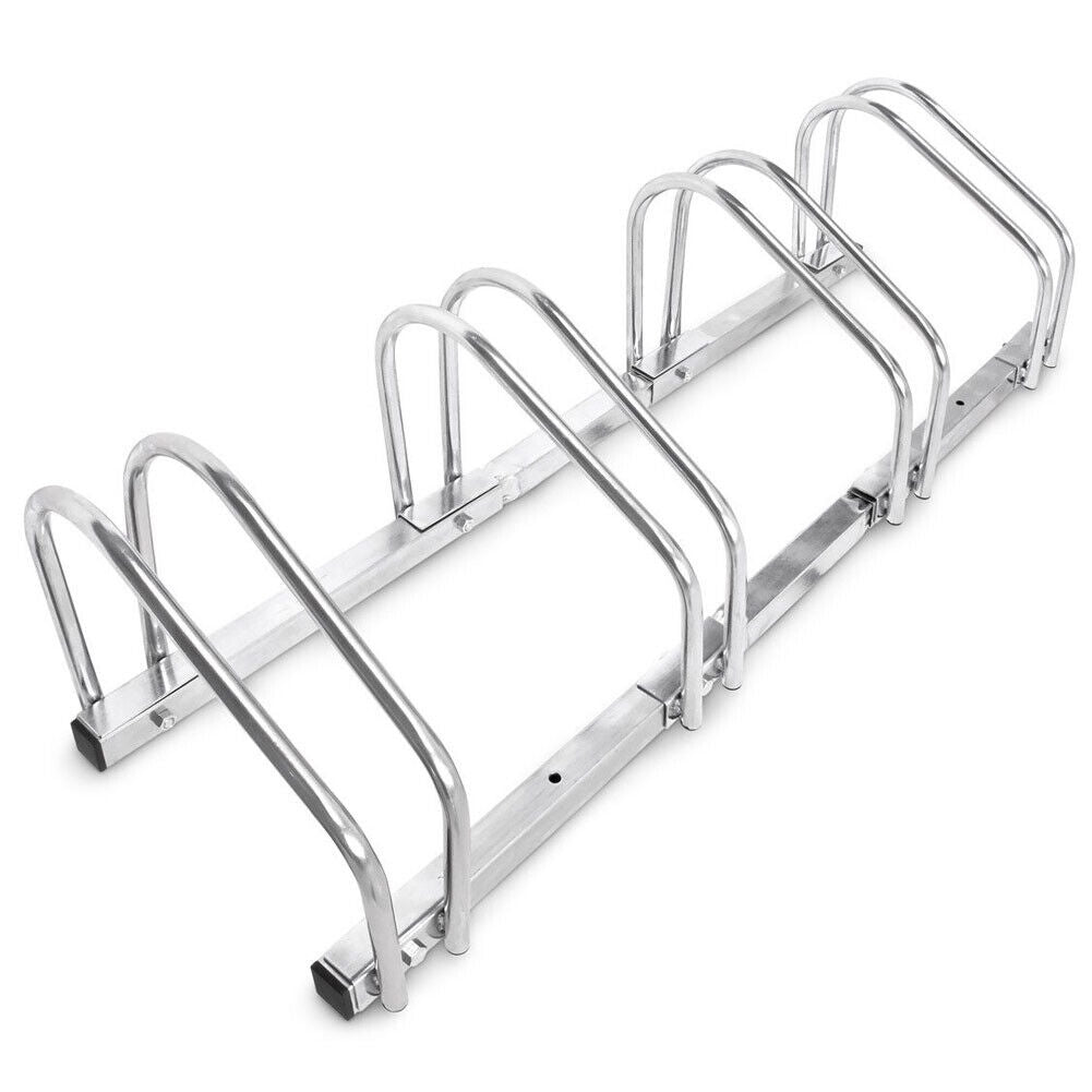 Rastrelliera Parcheggio Bici 4 Posti in Acciaio 33x27x100 cm Silver