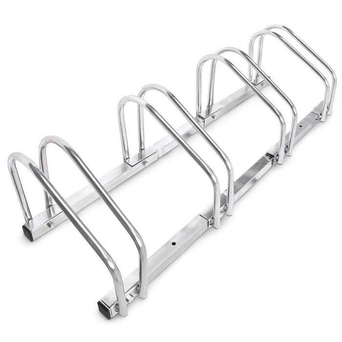 Rastrelliera Parcheggio Bici 4 Posti in Acciaio 33x27x100 cm Silver