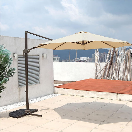 Ombrellone Alluminio Palo Decentrato da Giardino 3MT 8 stecche Beige Manovella