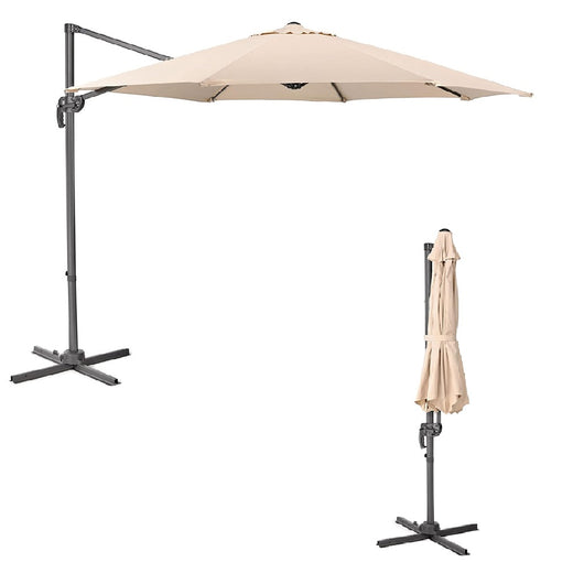 Ombrellone Alluminio Palo Decentrato da Giardino 3MT 8 stecche Beige Manovella