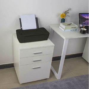 Cassettiera da Ufficio Scrivania in Legno MDF 3 Cassetti 46x45 H64cm Bianco
