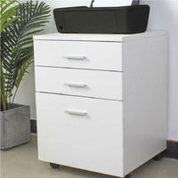 Cassettiera da Ufficio Scrivania in Legno MDF 3 Cassetti 46x45 H64cm Bianco